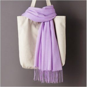 Oblong Long Wide Semi-sheer Woven Soft Scarf with Fringe in Lavender